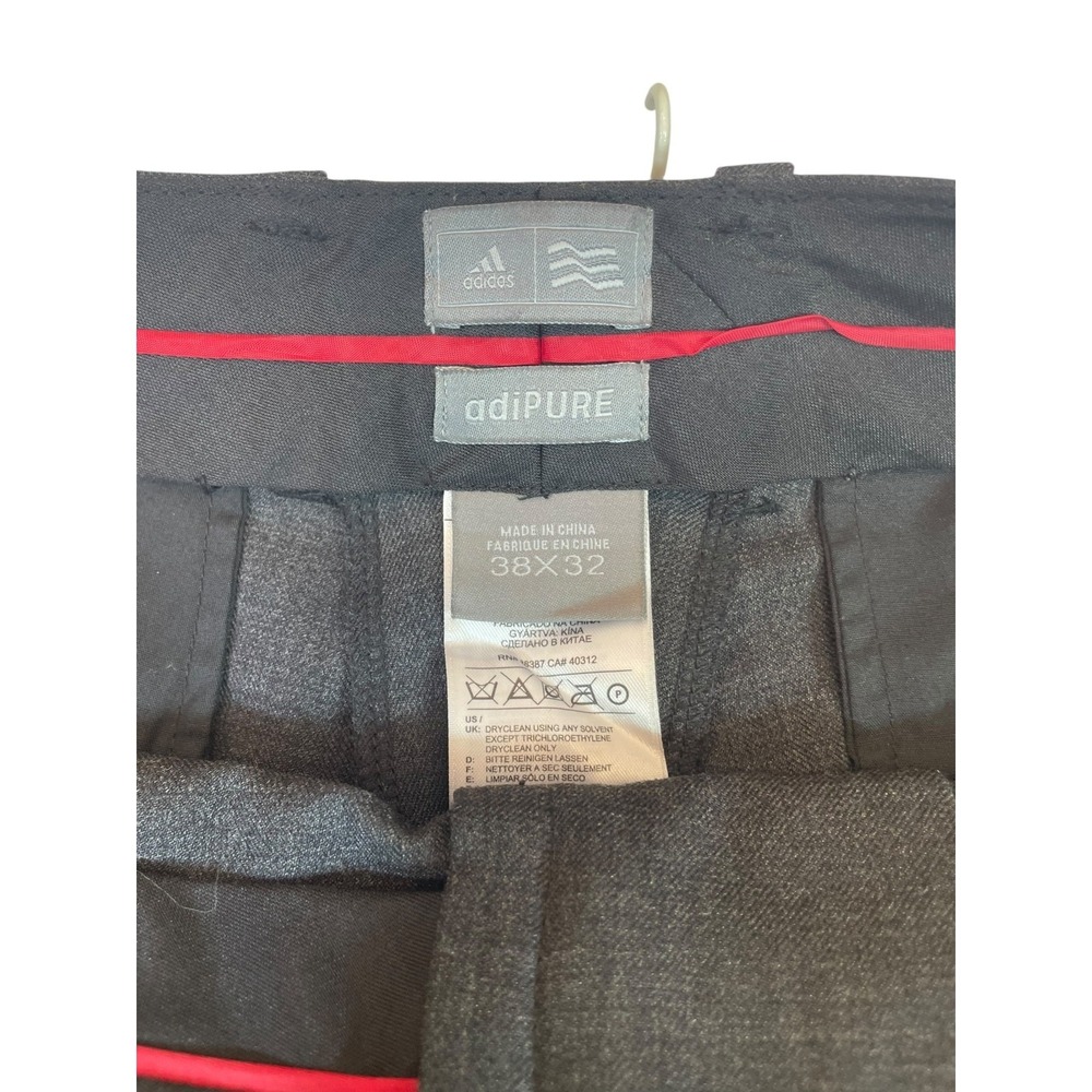Adidas Adipure Golf Dress Pants Men 38x32 Charcoal Gray Mid Rise Formal Business - Picture 7 of 16